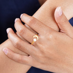 Gold-plated cultured pearl cocktail ring, 'By the Moon in Gold' - Gold-Plated Mabe Pearl Cocktail Ring