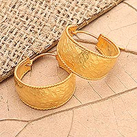 Hand Crafted Gold-Plated Hoop Earrings,'Good Spirit in Gold'