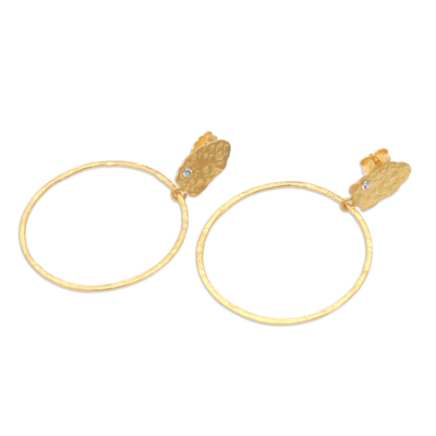 Gold-plated cubic zirconia dangle earrings, 'Euphoria in Gold' - Gold-Plated Cubic Zirconia Dangle Earrings
