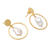 Gold-plated cultured pearl dangle earrings, 'Charmed Sea in Gold' - Gold-Plated Cultured Pearl Dangle Earrings (image 2c) thumbail
