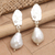 Zuchtperlen- und Zirkonia-Ohrringe, 'Seaside Style in Silber', baumelnd - Zuchtperle und kubischer Zirkon Ohrringe baumeln