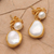 Gold-plated cultured pearl dangle earrings, 'Ocean Beauty in Gold' - Gold-Plated Cultured Pearl Dangle Earrings (image 2b) thumbail