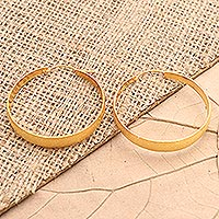 Gold-plated hoop earrings, 'Perfect Copy in Gold' - Artisan Crafted Gold-Plated Hoop Earrings