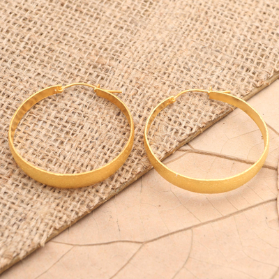 Gold-plated hoop earrings, 'Perfect Copy in Gold' - Artisan Crafted Gold-Plated Hoop Earrings
