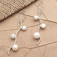 Pendientes colgantes de perlas cultivadas, 'Uvas brillantes' - Pendientes colgantes de perlas cultivadas artesanales