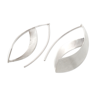 Sterling silver drop earrings, 'Modern Woman' - Hand Made Sterling Silver Drop Earrings
