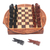 Wood chess set, 'Half-Moon Challenge' - Hand Made Half-Moon Shape Crocodile Wood Chess Set (image 2b) thumbail