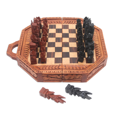 Artisan Crafted Crocodile Wood Chess Set - Mind Games