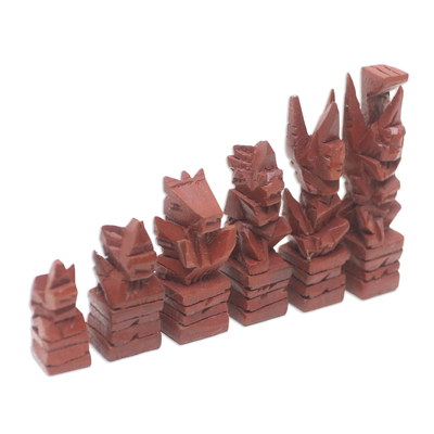 Artisan Crafted Crocodile Wood Chess Set - Mind Games