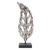 Wood statuette, 'Lucky Leaves in White' - Handmade Albesia Wood Leaf Statuette