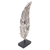 Wood statuette, 'Lucky Leaves in White' - Handmade Albesia Wood Leaf Statuette