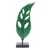 Wood statuette, 'Lucky Leaves in Green' - Hand Crafted Albesia Wood Leaf Statuette