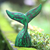 Wood statuette, 'Whale Tale in Green' - Green Albesia Wood Whale Tale Statuette thumbail