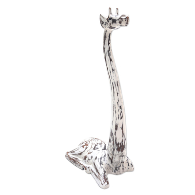 Wood statuette, 'Darling Giraffe' - White Albesia Wood Giraffe Statuette