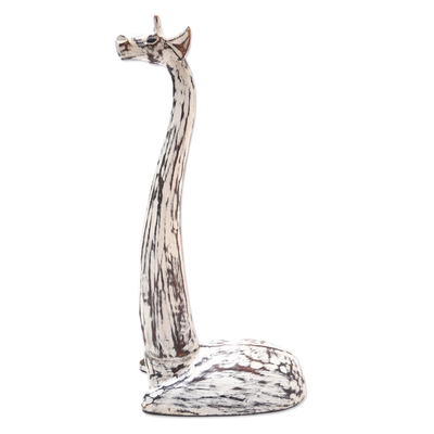 estatuilla de madera - Estatuilla de jirafa de madera de albesia blanca
