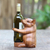 Wood wine bottle holder, 'Baby Pig Hug' - Hand Made Suar Wood Pig Wine Holder (image 2) thumbail