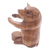 Wood wine bottle holder, 'Baby Pig Hug' - Hand Made Suar Wood Pig Wine Holder (image 2d) thumbail