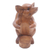 Wood wine bottle holder, 'Baby Pig Hug' - Hand Made Suar Wood Pig Wine Holder (image 2e) thumbail