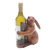 Wood wine bottle holder, 'Bunny Hug' - Hand Crafted Suar Wood Rabbit Wine Holder thumbail
