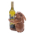 Wood wine bottle holder, 'Bunny Hug' - Hand Crafted Suar Wood Rabbit Wine Holder (image 2b) thumbail