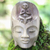 Wood mask, 'Meditation Center' - Balinese Hibiscus Wood Meditation Mask