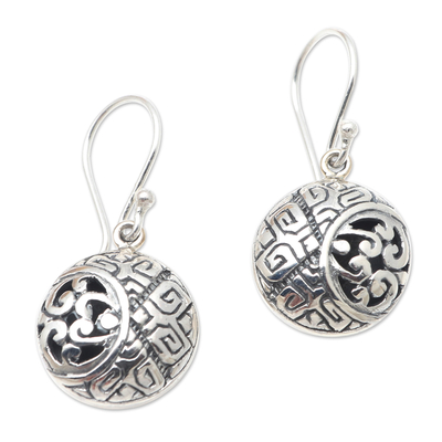 Sterling silver dangle earrings, 'Silver Hope' - Sterling Silver Circular Dangle Earrings