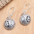Sterling silver dangle earrings, 'Silver Hope' - Sterling Silver Circular Dangle Earrings (image 2b) thumbail
