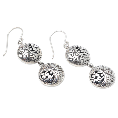 Sterling silver dangle earrings, 'Art and Life' - Hand Crafted Sterling Silver Dangle Earrings