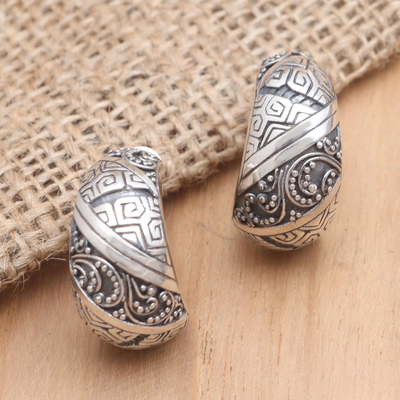 Sterling silver drop earrings, 'Go Slowly' - Handmade Sterling Silver Drop Earrings