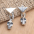 Sterling silver dangle earrings, 'Burning Skull' - Handmade Sterling Silver Skull Dangle Earrings (image 2) thumbail