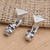 Sterling silver dangle earrings, 'Burning Skull' - Handmade Sterling Silver Skull Dangle Earrings (image 2b) thumbail