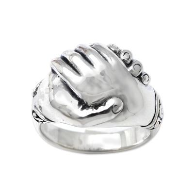 Sterling silver cocktail ring, 'Forgive Me' - Hand Crafted Sterling Silver Cocktail Ring
