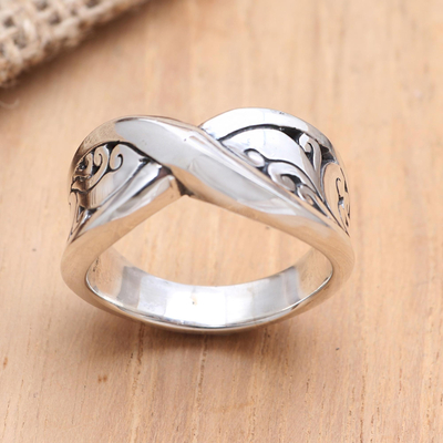 Sterling silver band ring, 'Infinity Twist' - Artisan Made Sterling Silver Band Ring