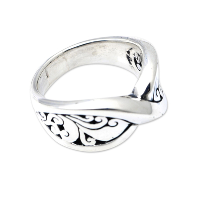 Sterling silver band ring, 'Infinity Twist' - Artisan Made Sterling Silver Band Ring