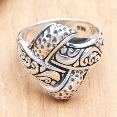 Sterling silver cocktail ring, Woven Illusion