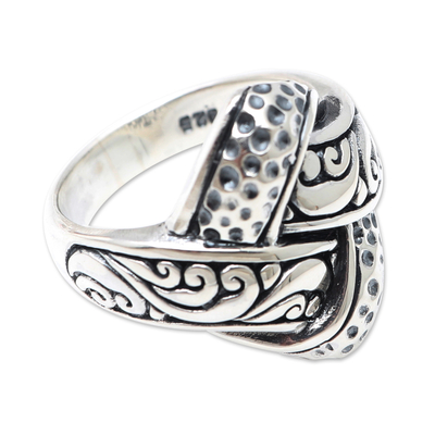 Sterling silver cocktail ring, 'Woven Illusion' - Artisan Crafted Sterling Silver Cocktail Ring