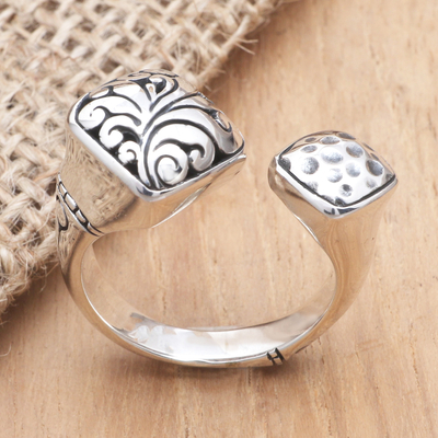 Sterling silver wrap ring, 'Missed Connection' - Hand Crafted Sterling Silver Wrap Ring