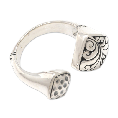 Sterling silver wrap ring, 'Missed Connection' - Hand Crafted Sterling Silver Wrap Ring