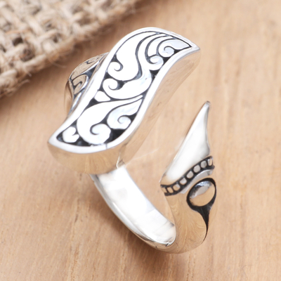 Sterling silver wrap ring, 'Winter Herbs' - Handmade Sterling Silver Wrap Ring