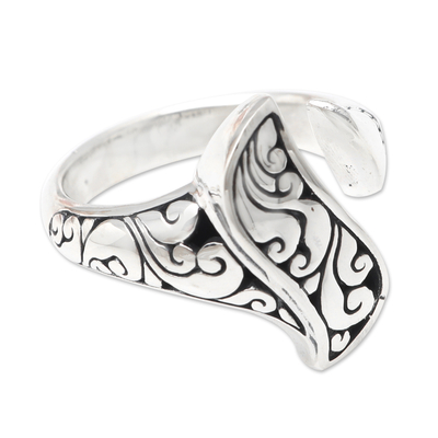 Sterling silver wrap ring, 'Winter Herbs' - Handmade Sterling Silver Wrap Ring
