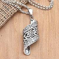 Sterling silver pendant necklace, 'Cold Leaves'
