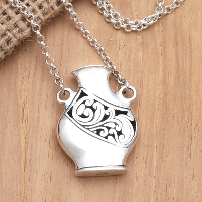 Sterling silver pendant necklace, Amphora