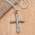 Sterling silver pendant necklace, 'Crafted Cross' - Unisex Sterling Silver Pendant Cross Necklace (image 2) thumbail