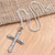 Sterling silver pendant necklace, 'Crafted Cross' - Unisex Sterling Silver Pendant Cross Necklace (image 2b) thumbail
