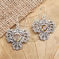 Citrine dangle earrings, 'Kuta Sunrise' - Citrine and Sterling Silver Dangle Earrings