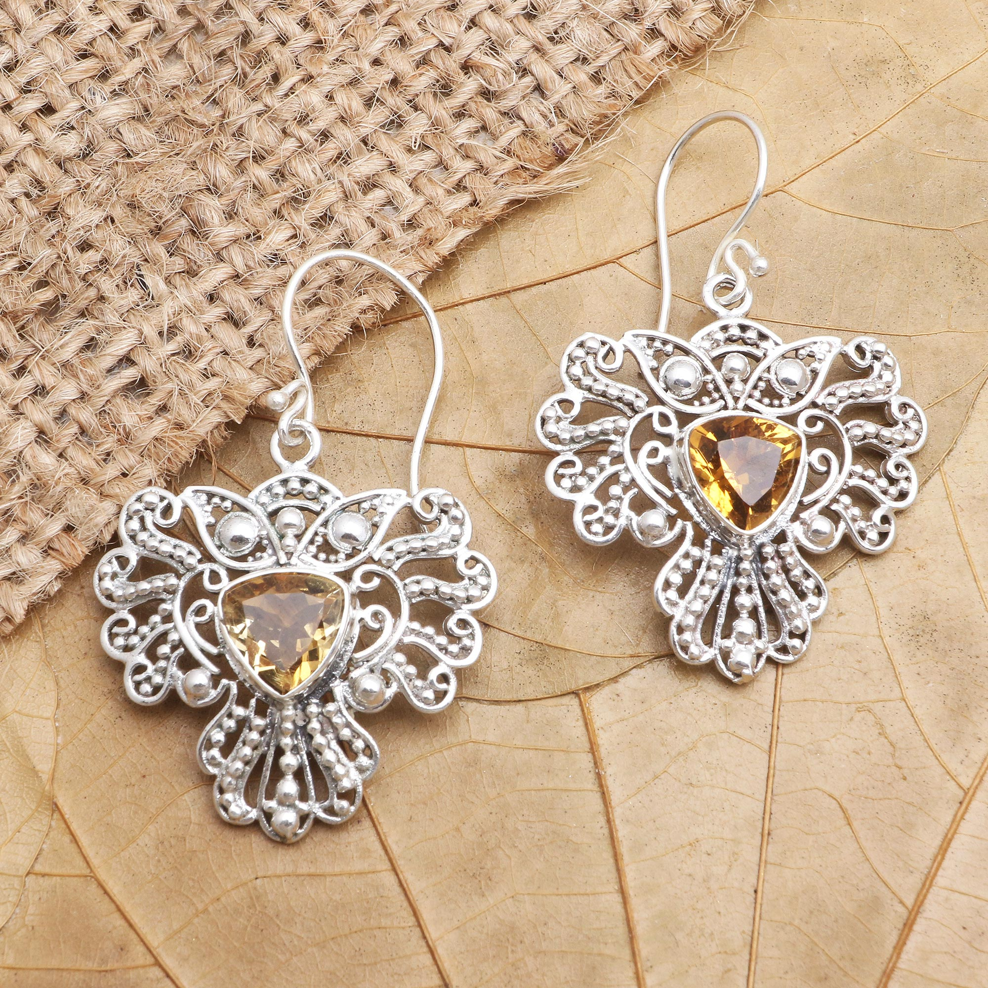 Petit Flower Dangle Earrings - Sterling Silver, Indonesia