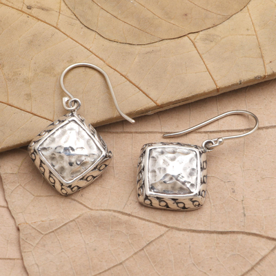 Sterling silver dangle earrings, 'Effortless Style' - Hammered Finish Sterling Silver Dangle Earrings