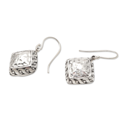 Sterling silver dangle earrings, 'Effortless Style' - Hammered Finish Sterling Silver Dangle Earrings