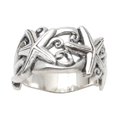 Sterling silver band ring, 'You're a Star' - Sterling Silver Starfish Band Ring