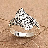 Sterling silver band ring, 'Hero's Journey' - Artisan Crafted Sterling Silver Band Ring